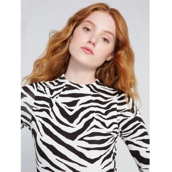 Alice Olivia Delora Zebra Print Midi 